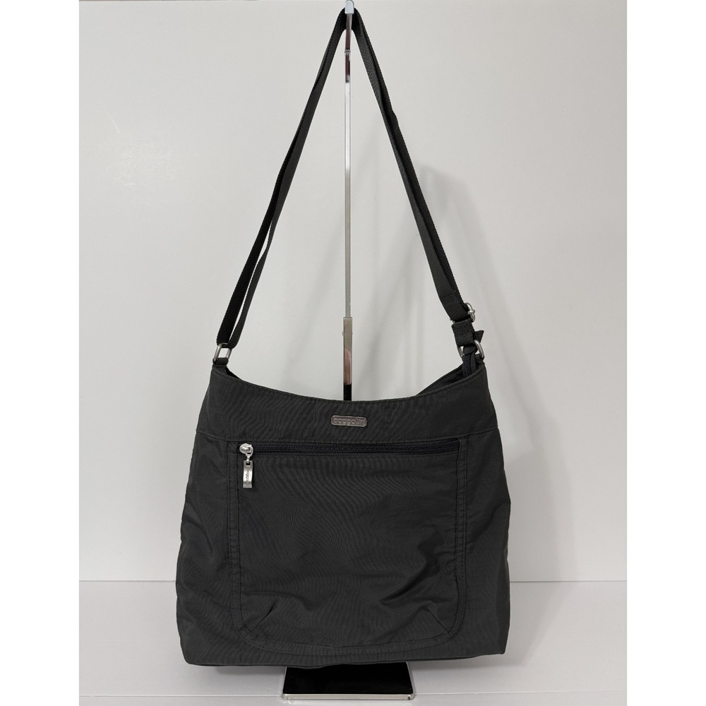 Baggallini Crossbody Bag Medium Nylon Gray Adjustable Strap Logo Travel